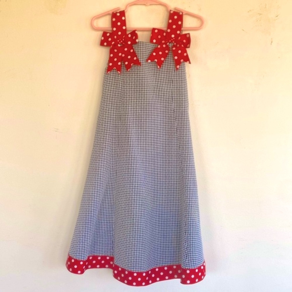 Bonnie Jean Girls 6 Fully Lined Zipped Dress With Red/White Polka Dot Bows